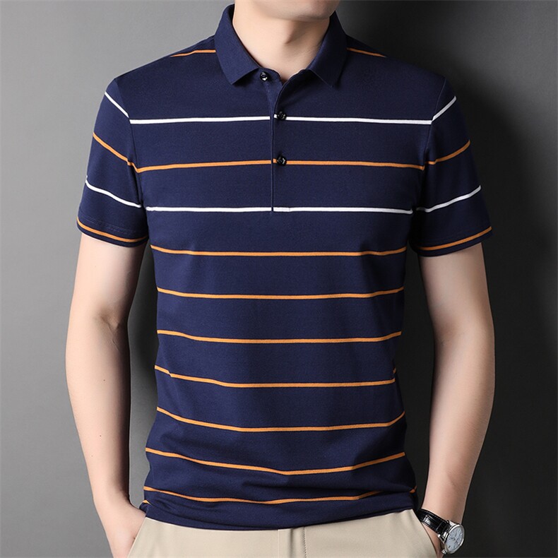 中年男士短袖POLO衫2024夏季翻领商务休闲免烫上衣SFT3128-P62,男装Polo衫,星座1105-3