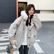 新款！赵露思同款真狐狸毛派克服工装外套2C133-6005-P275-K398，女装派克服，2C133