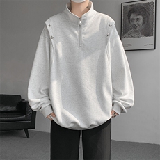 8XL-M星星铆钉半拉链卫衣大码重磅痞帅高街小众立领外套WY5109P58，男装卫衣，电商B238