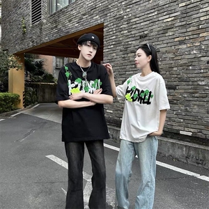 重磅美式植绒纯棉短袖绣花t恤男夏季新款万针刺绣上衣Q2684-特P40图片