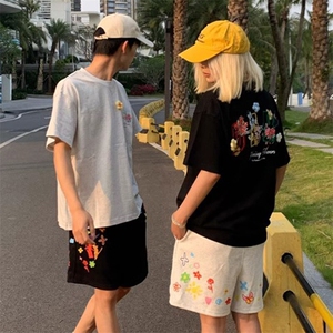 万针全刺绣工艺抖音得物高品质260克重磅纯棉双纱美式高街短袖T恤图片
