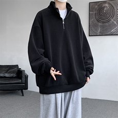 M-8XL秋冬半拉链卫衣摇粒绒大码学生复古外套立领上衣WY5105/P58，男装卫衣，电商B238