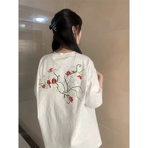 万针全刺绣工艺 高品质260克双纱纯棉美式高街短袖T恤 特P33图片