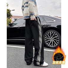 A178-XK60023JR-P40加绒美式直筒休闲卫裤三条杠长裤青少年裤子，男装休闲裤，电商A178