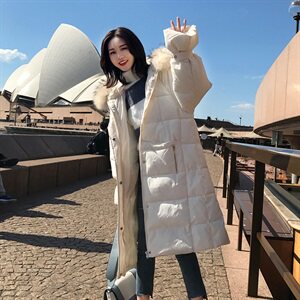 纯色连帽时尚舒适修身中长款直筒长袖口袋2020冬款棉衣外套图片
