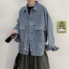 2022韩版潮流百搭工装夹克港风学院风宽松牛仔外套男W5021-P3，男装夹克，星座512-2