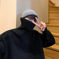 高领毛衣男秋冬潮流纯色线衣ins港风宽松慵懒针织衫百搭M530-p45，男装针织衫/毛衣，星座1008