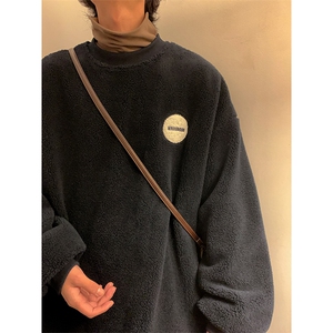 WY1704-P65 刺绣冬季羊羔毛圆领卫衣男士大码保暖加厚外套 控88图片
