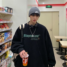 350g潮牌休闲圆领情侣长袖打底衫上衣服束口T恤卫衣Y05-P38网图，女装T恤，电商B245