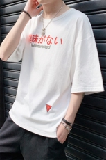 ulzzang原宿日系宽松潮流字母印花情侣短袖T恤男上衣DS346TP25，男装T恤，电商A102