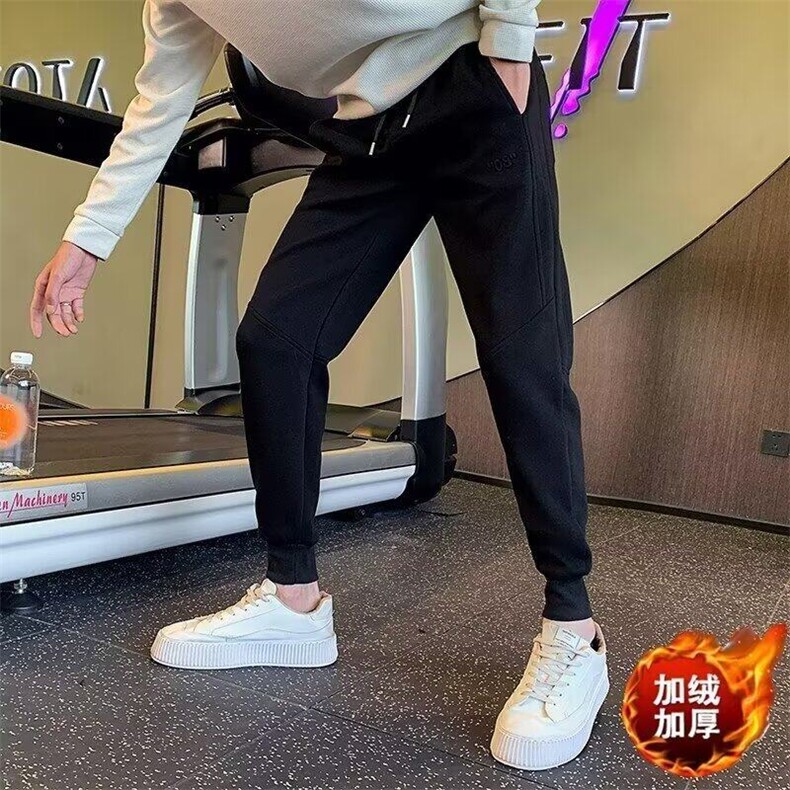 秋冬款休闲卫裤男士潮牌运动裤束脚韩版修身潮流加绒百搭男裤,男装休闲裤,星座506A