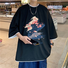 xZ116-T6020-p30-控48拼色抖音男潮牌美式情t恤男夏季印花，男装T恤，星座116