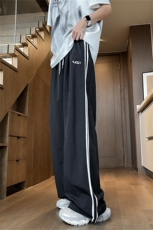 新款百搭撞色两条杠运动裤子男女夏季薄款宽松直筒休闲工装阔腿裤，男装工装外套，星座505-2（原电商A260-1)