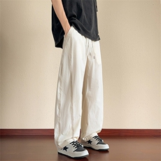 冰丝休闲裤夏季新款直筒宽松阔腿长裤凉感弯刀裤A436-2585-P40，男装休闲裤，电商A436