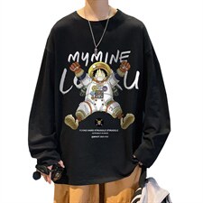 CX23-P25大码长袖t恤男春季新款打底衫男港风圆领卫衣男,男装T恤,电商B367