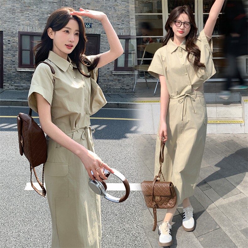 韩系粉色工装套装女夏2024新款冷淡风盐系套装裙两件套御姐炸街,女装套装/套裙,纯色衣恋