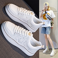厚底小白鞋女2023新款秋季透气运动女鞋百搭真皮休闲星星板鞋女鞋，女鞋休闲鞋，电商A223