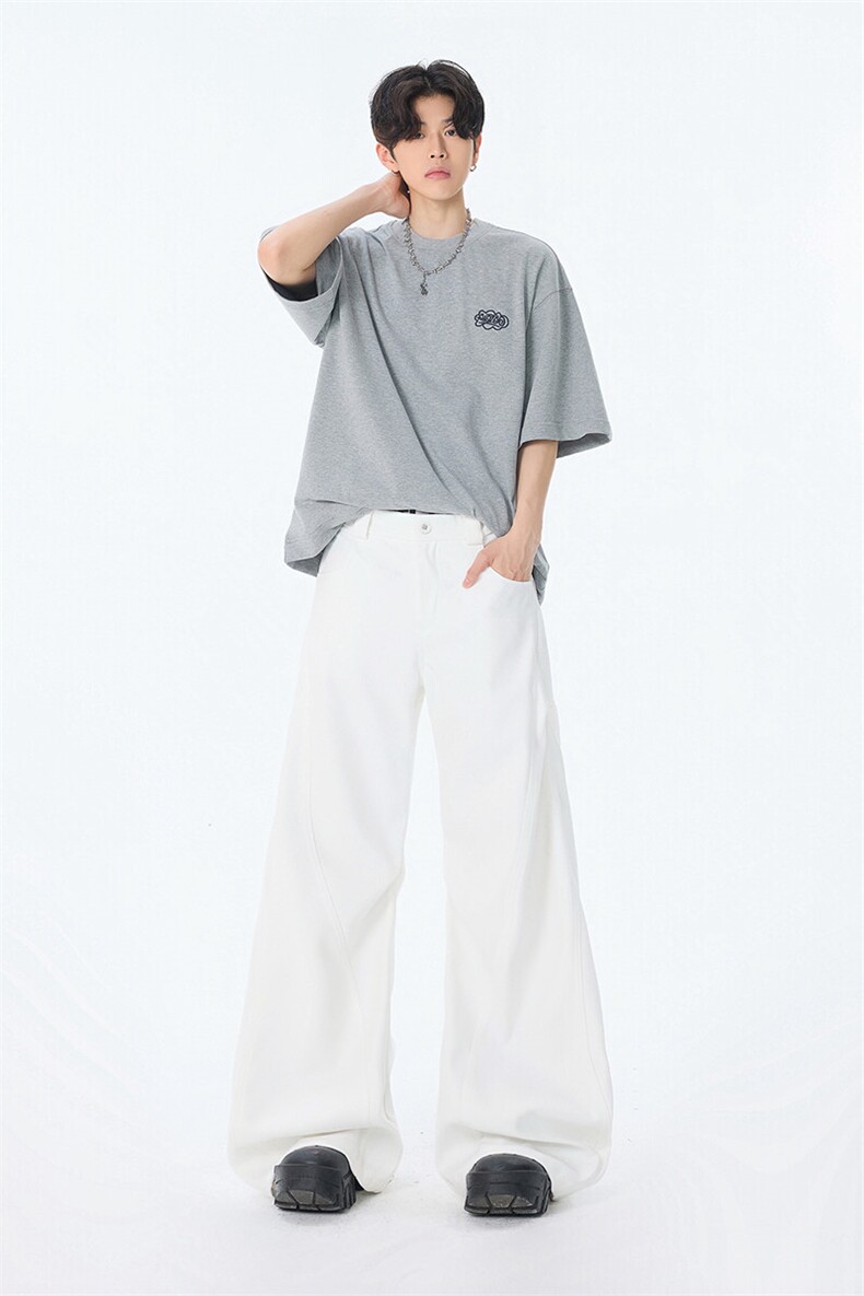 2025新款宽松休闲裤男韩版潮流夏季薄款坠感阔腿拖地裤YD6615-P70,男装休闲裤,星座509