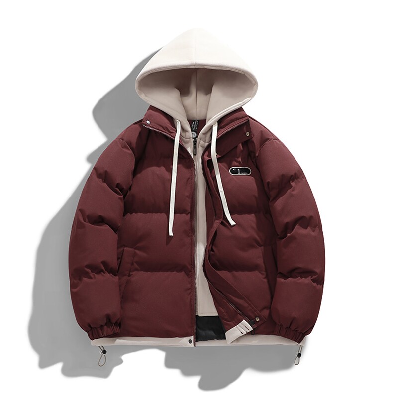 棉衣男冬季新款港风宽松假两件连帽棉服D9999-特P68,男装棉衣,星座214-3