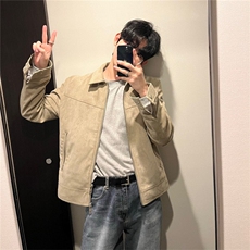 816B-JP001-P125新款麂皮外套韩版休闲翻领工装夹克韩男上衣，男装夹克，星座816B
