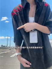 XZ809A/SSS09/P65/控78扎染冰丝刺绣人民万岁短袖衬衫，男装T恤，星座809A(原222-1)