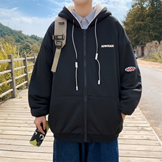 冬季新款羊羔毛连帽棉服外套潮流加绒加厚开衫棉衣，男装棉衣，星座410-6（原星座1304-1）