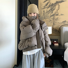 时尚设计感短款羽绒服女款冬季2025新款小个子洋气面包服连帽外套，女装羽绒服，2C316