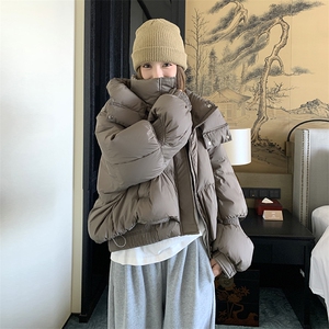 时尚设计感短款羽绒服女款冬季2025新款小个子洋气面包服连帽外套图片
