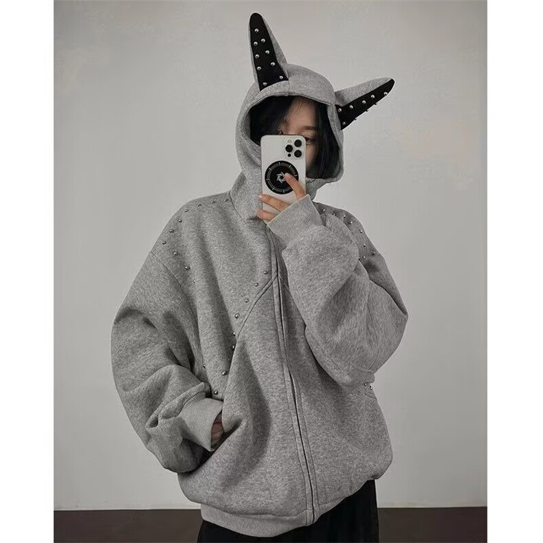 JY108-P55美式复古珍珠设计感连帽短款卫衣女外套运动服休闲,女装短外套,星座1501-3
