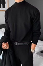 半高领毛衣韩版宽松休闲纯色中领针织打底衫长袖内搭LF1000P40特，男装针织衫/毛衣，电商D256-2(原A064-2)