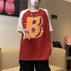 2023美式复古插肩T恤潮牌小领口重磅纯棉短袖，男装T恤，星座716-4