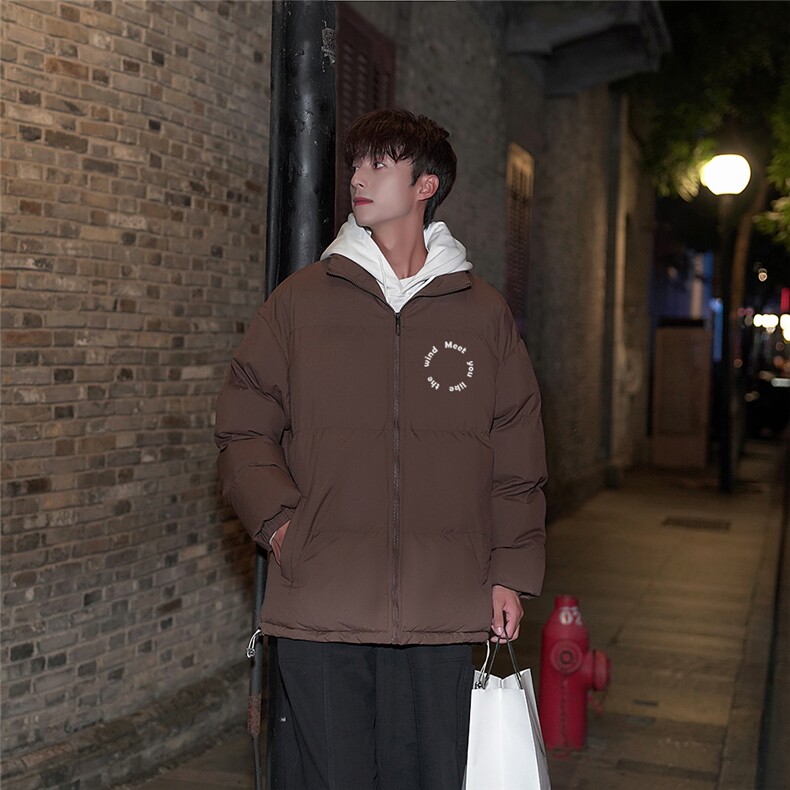 抖音品质潮字母印花冬季保暖冲锋立领棉服外套MY23408特批70控118,男装棉衣,星座605(原A050)