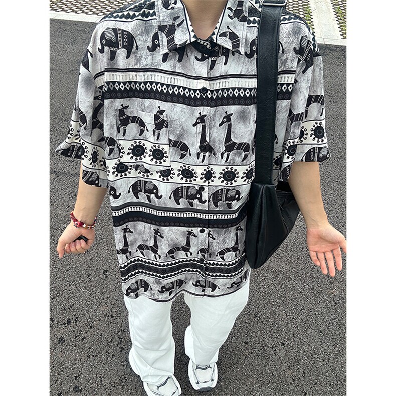 2025夏季新款港风夏威夷冰丝沙滩衬衫印花短袖CS304-P30,男装T恤,星座301C-5
