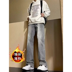 美式灰色直筒加绒男潮牌cIeanfit水洗复古长裤子K7055-1#P45网图，男装卫衣，电商B245