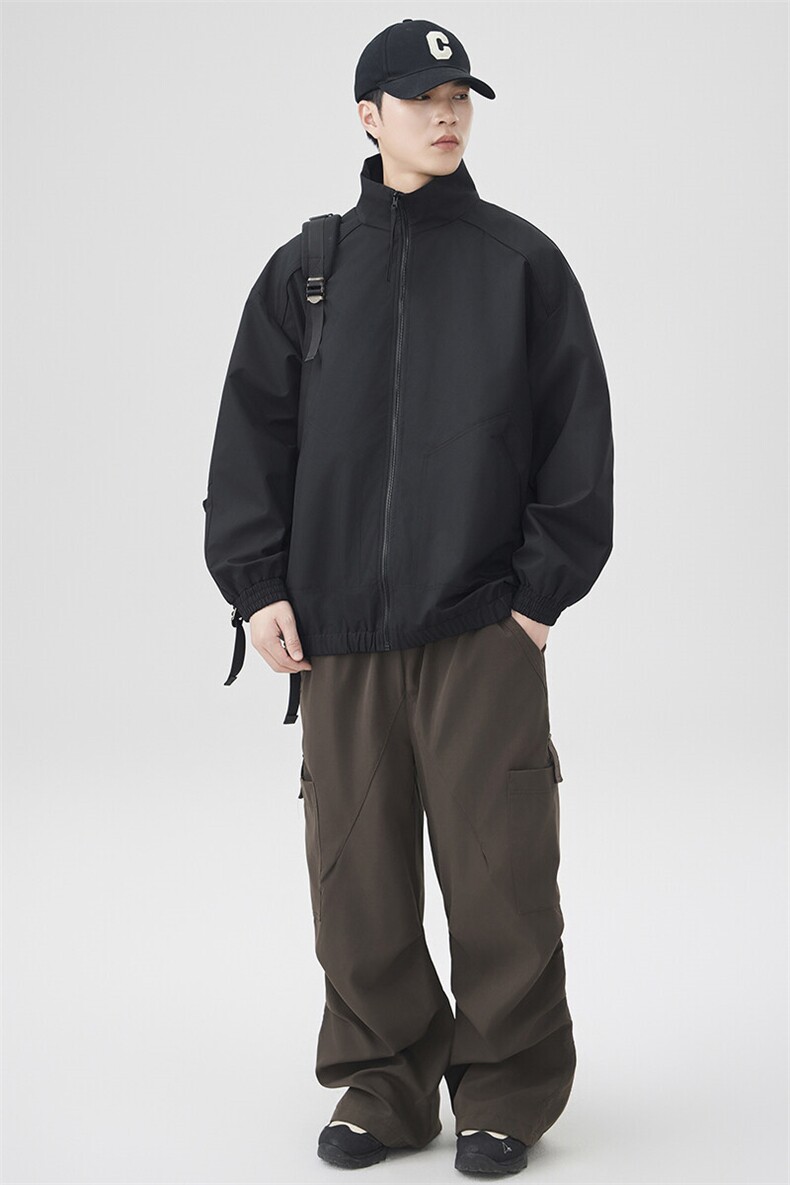 新款中性风户外夹克男立领纯色上衣冲锋衣外套DSA157B-JK7822-P60,男装夹克,电商A157B