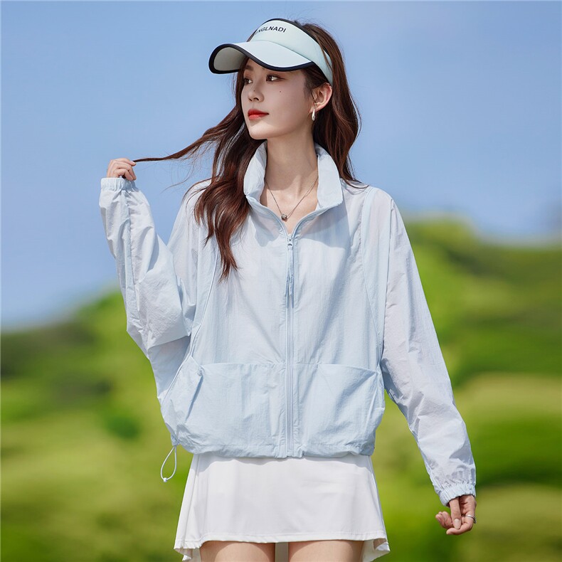 现货2026夏季新款休闲韩版宽松轻薄遮阳连帽（帽子可收纳）短外套,女装防晒衣,靓衣阁