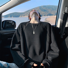 300g华棉复古解构长袖圆领卫衣男W50982特P23W50982J加绒特P27，男装卫衣，电商A001