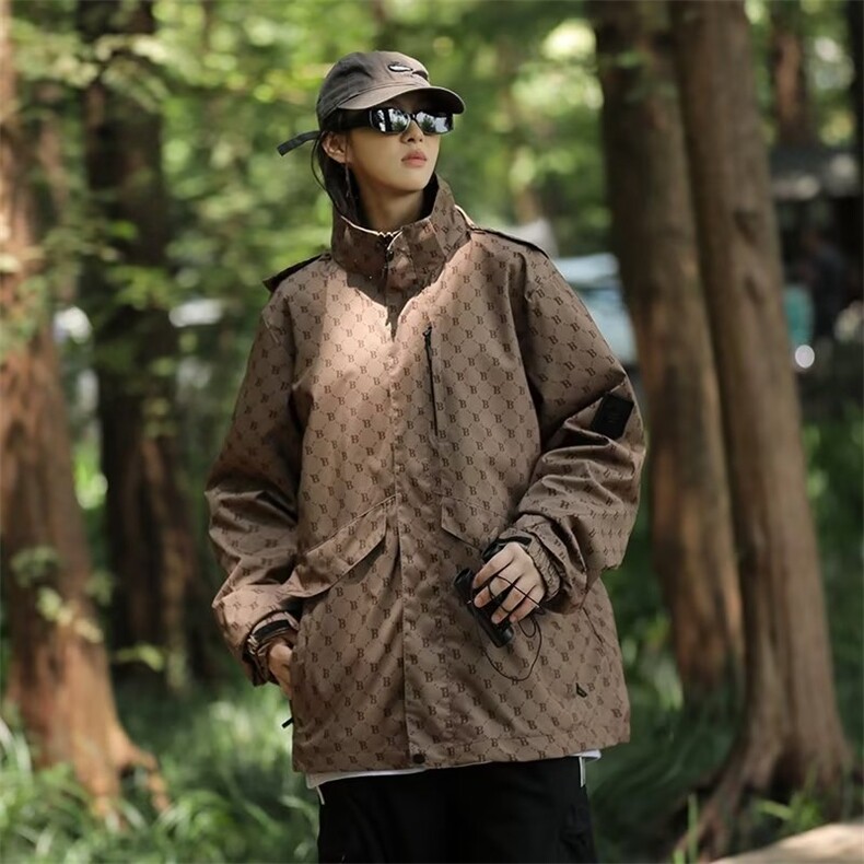 潮户外软壳冲锋衣男女同款情侣款登山服可拆卸连帽CF666P63,男装夹克,星座1116-2