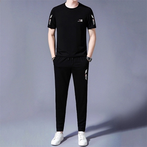 HP571夏季新款男士运动休闲套装二件套圆领刺绣男装速干百搭短袖图片