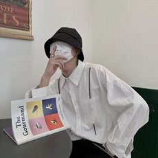 青春流行百搭男简约纯色长袖潮文艺标准衬衫潮流日系JCS79，男装衬衫，星座208-5