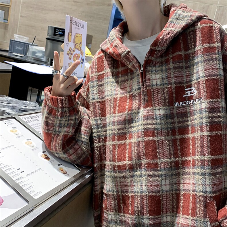 高品质秋冬男毛呢连帽夹克衫字母刺绣加厚条纹拼接外套JK9288P65,男装夹克,星座1013-1