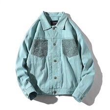 709-JK08-P10020秋款全棉港风复古外套情侣印花牛仔水洗夹克，男装夹克，星座709