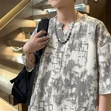 2025数据款美式扎染V领短袖宽松透气上衣，男装T恤，电商A426-1(原A430-1)