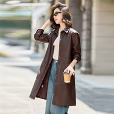 【秋季女装新款】大量现货中长款皮衣外套P-140，女装皮衣，简古