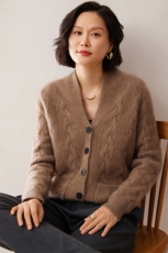 2025秋冬新款35%山羊绒女士5针三股青果领羊绒开衫，女装羊绒衫，拓驰羊绒