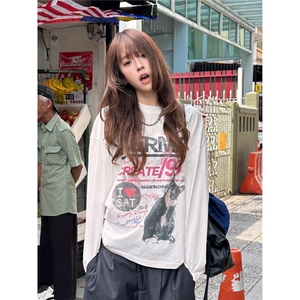 美式印花长袖t恤男女秋季oversize中性体恤上衣男LE711-P39图片