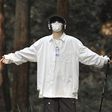 日系复古cityboy工装衬衫男女春秋宽松休闲纯色长袖外套CS414-P35，男装衬衫，星座1008
