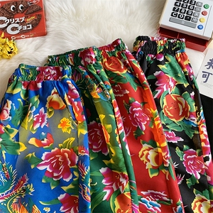 DK2009中性风风男女情侣团队服休闲短裤大花裤沙滩裤东北花图片