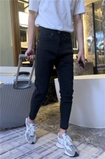 B230档黑灰色修身小脚弹力显瘦铅笔裤男百搭简约九分裤，男装休闲裤，电商B230
