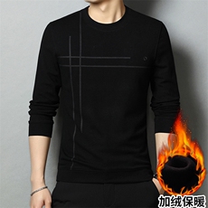 主推！男士长袖t恤针织衫卫衣冬季新款圆领加绒体恤打底衫男上衣，男装T恤，钱塘6003（原4033）